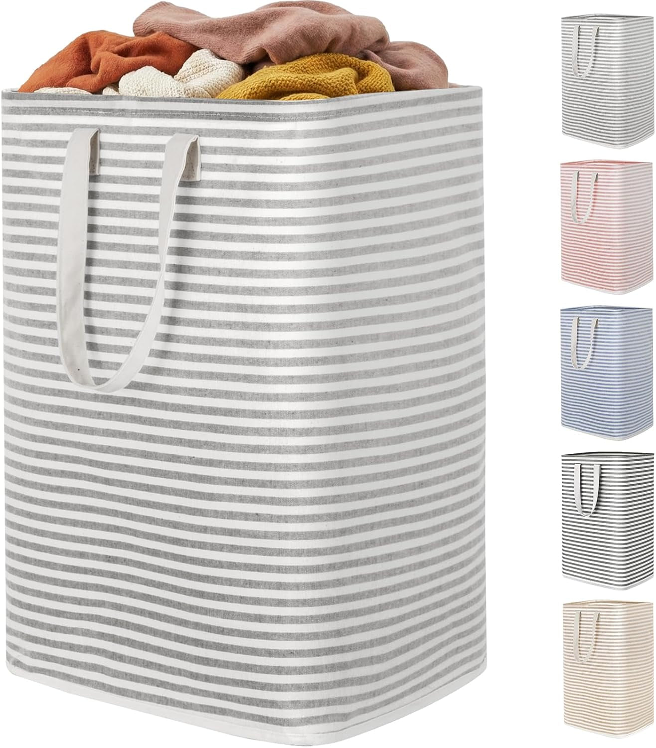 1 Pack Laundry Basket 80L Each, Collapsible Clothes Hamper with Reinforced Handles, Freestanding Waterproof Design for Bedroom and Laundry Room, Grey 80L Total