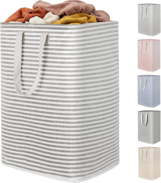 1 Pack Laundry Basket 80L Each, Collapsible Clothes Hamper with Reinforced Handles, Freestanding Waterproof Design for Bedroom and Laundry Room, Grey 80L Total